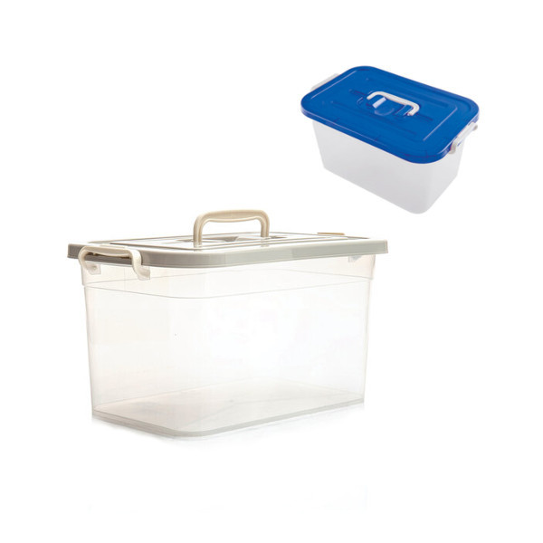 Ящик с крышкой на защелках Полимербыт 10 л, 19*35*23см, крышка с ручкой, пластик, ассорти 4381000