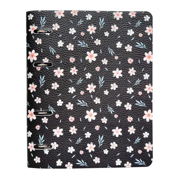 Тетрадь 120л А5+ клетка на кольцах "Country. Черный" иск.кожа, рисунок N3802 Infolio