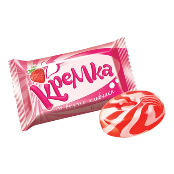 Карамель "Кремка" со вкусом клубники и сливок 1000гр РНК660 КДВ