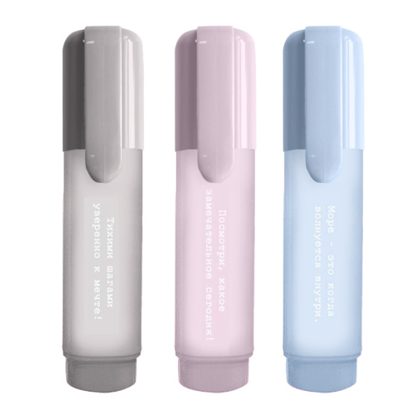 Набор текстовыделителей 3цв. Be Smart "Soul" /голуб.,сер.,роз./скош./1-5мм BSHL003-set 01