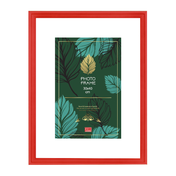 Фоторамка 30*40 дерево, багет 20мм, красный, вставка стекло С20РС3040крн Полином