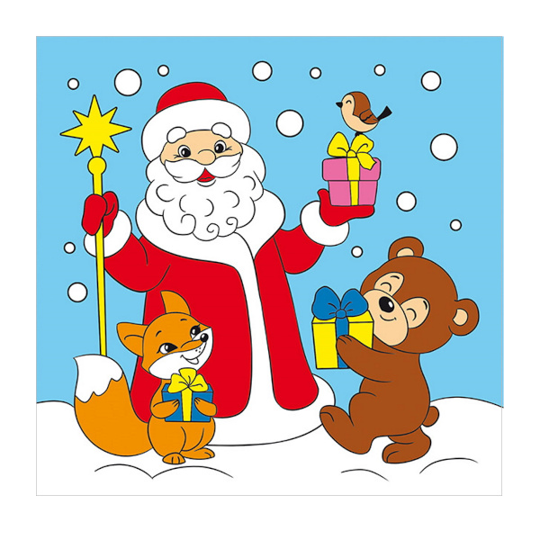 Картина по номерам Рыжий кот 15*15см "Подарки от Деда Мороза" ХК-6145