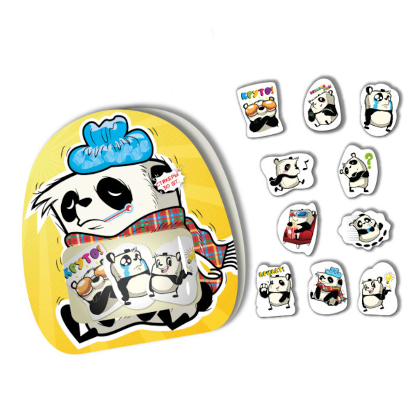 Набор стикеров "Панды" 90*100мм, (10 видов*3шт) 9090 Квадра