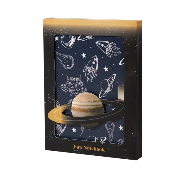 Блокнот А5+ 80л "Сатурн" клетка, сшивка, тв.обл., иск.кожа, рисунок, замок AL9129 Alingar