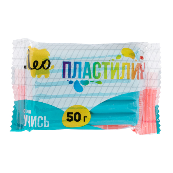 Пластилин Лео "Учись" классический, голубой, 50г, полиэт.уп. LNMC-50