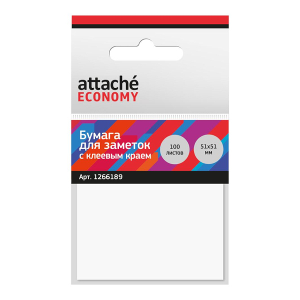 Липкий блок Attache Economy 51*51мм 100л, белый 1266189