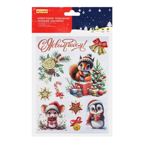 Наклейки на окно "Милые животные" 30*40см НН-2099 Миленд