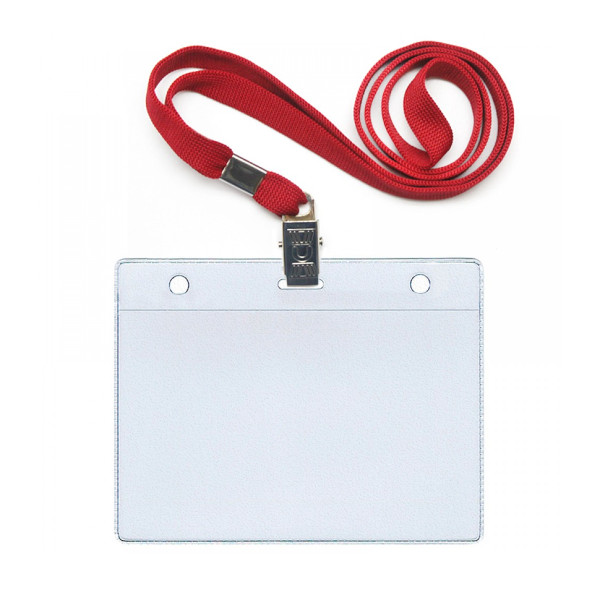 Бейдж 87*120мм горизонт., зажим/шнурок красный, пластик, прозрач. 1065.ГК-102 ДПС (1шт)