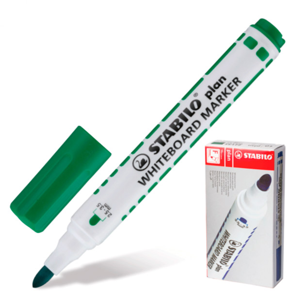 Маркер для доски 2,5-3,5мм, пулевид., зеленый, пластик. корп. 641/36 Stabilo