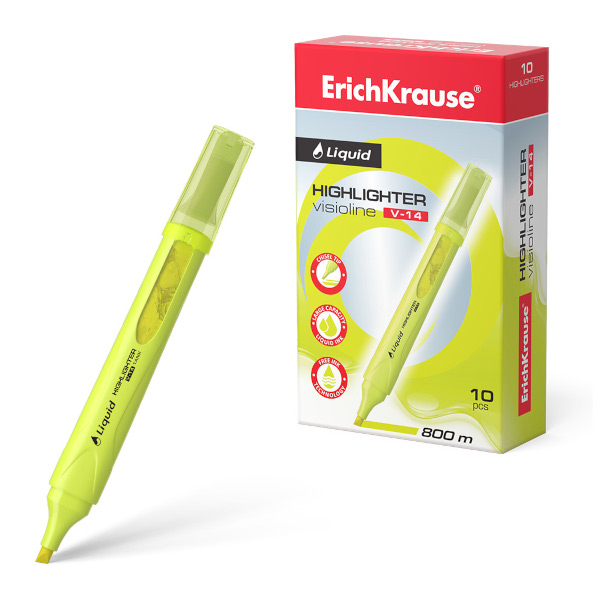 Текстовыделитель Erich Krause V-14 Visioline Неон /желтый/скош./0,6-4,0мм 56027