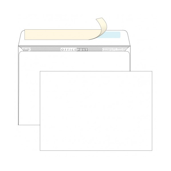 Конверт С5 162*229мм без окна, запечатка, стрип, 80г/м2 2781 Officepost Packpost