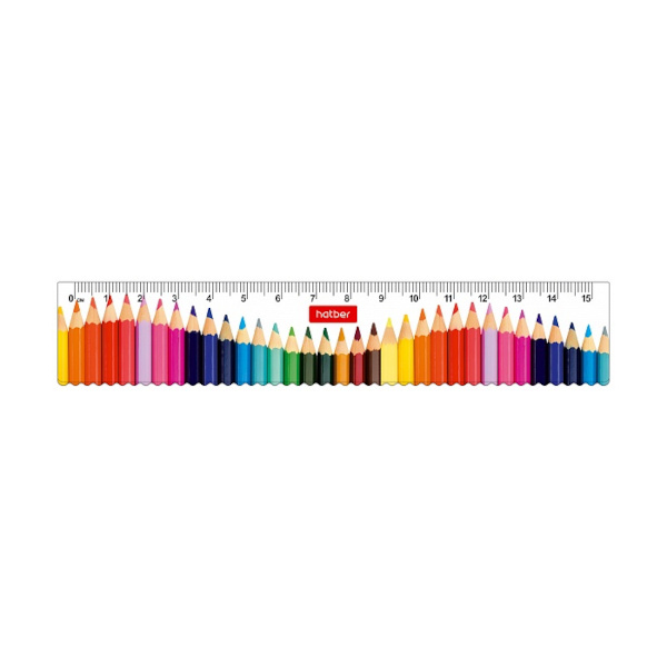 Линейка 15 см "Радужные карандаши" MNp_15115 Hatber
