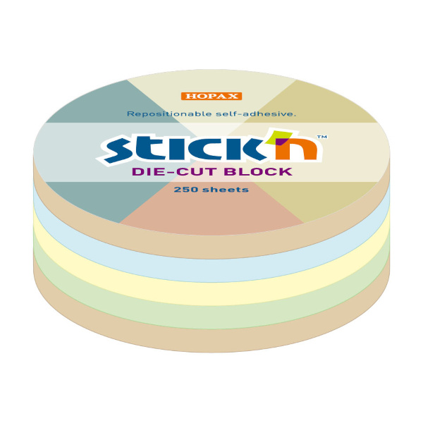Липкий блок Stick`n "Круг" 67*67мм, 250л, пастель/крафт, ассорти 21831