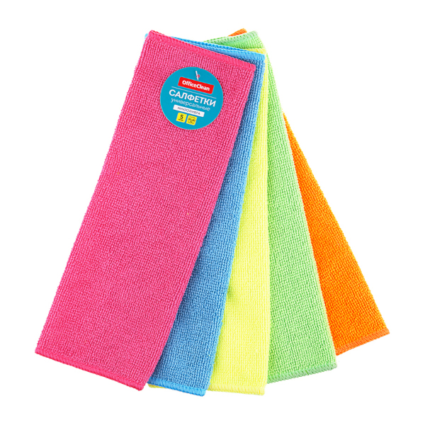 Салфетки универсальные OfficeClean 30*30см, микрофибра, ассорти (уп*5шт) 304811 OfficeClean