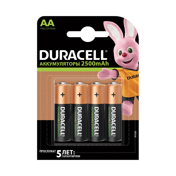 Аккумулятор Duracell HR6 AA BL4 (емкость 2500) 259771 (1уп*4шт)