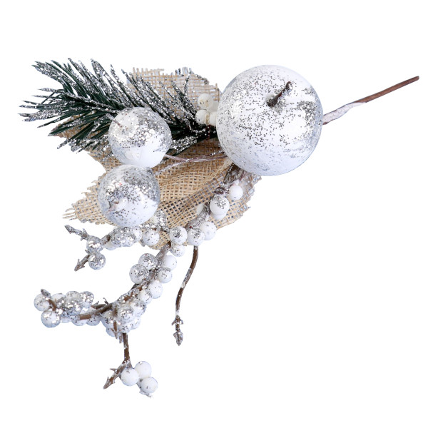 Декор "Зимние грезы" хвоя, белые ягодки, 19см 4301744 Зимнее волшебство