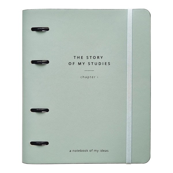 Тетрадь 120л А5+ клетка на кольцах "Story. Зеленый" иск.кожа N5212 Infolio