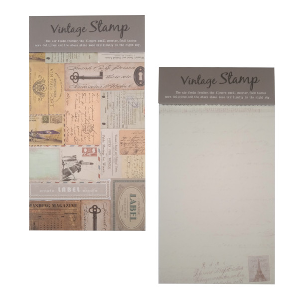 Блок для записей Lenwa "Vintage Stamp" 90*170мм, 50л, цветной, склейка 13-21204-BK(48K)-B-01