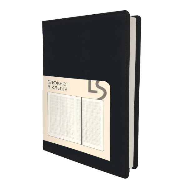 Блокнот А6+ 136л "Maple. Black" клетка, сшивка, тв.обл., иск.кожа БМКК61364607 Listoff