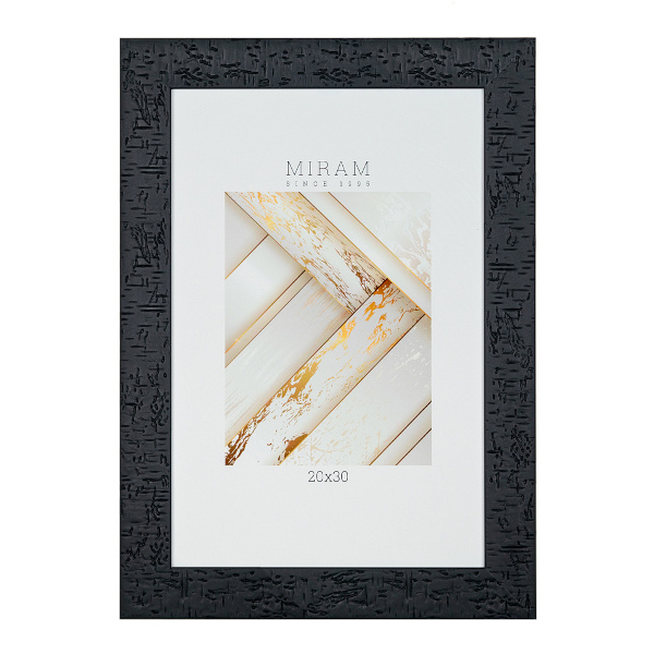 Фоторамка 20*30 пластик, багет 30мм, черный, вставка пластик 651577-8 МИРАМ