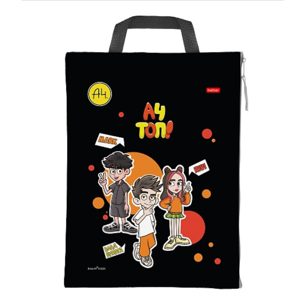 Папка с ручками А4 1отд., текстиль, молния "Влад А4" NSm_354119 Hatber