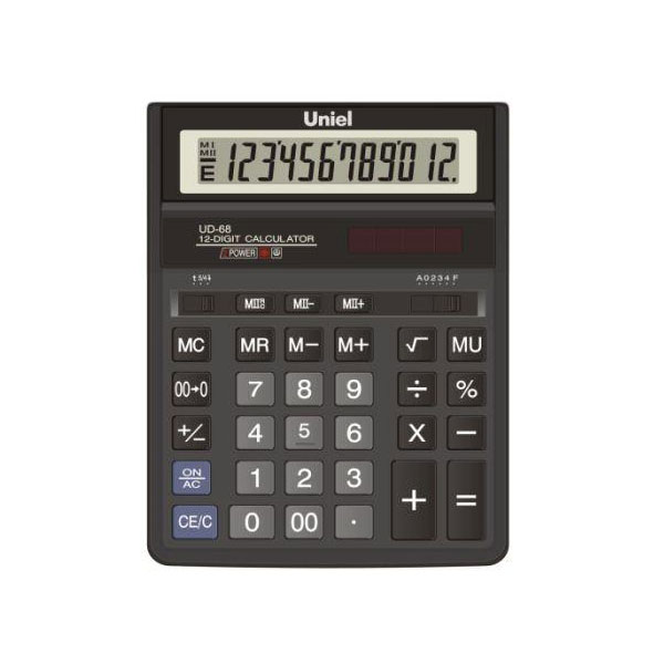 Калькулятор Uniel UD-68 (черный) настольный 12р
