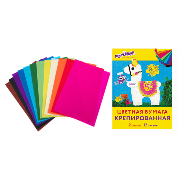 Набор бумаги крепированной А4 12л/12цв 112558 Юнландия