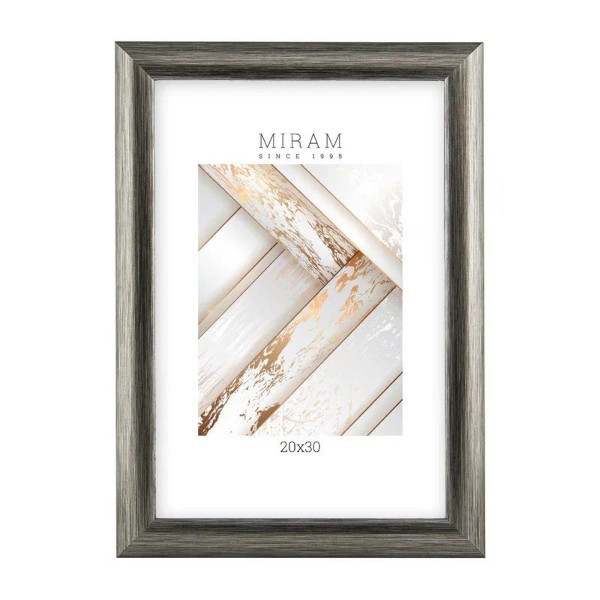 Фоторамка 20*30 пластик, багет 27мм, серый, вставка пластик 647250-8 МИРАМ