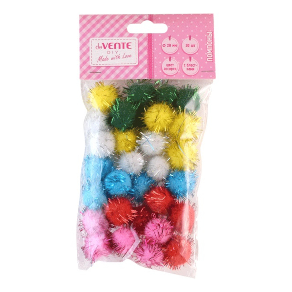 Помпоны 20мм, 30шт, ассорти 8000057 deVENTE