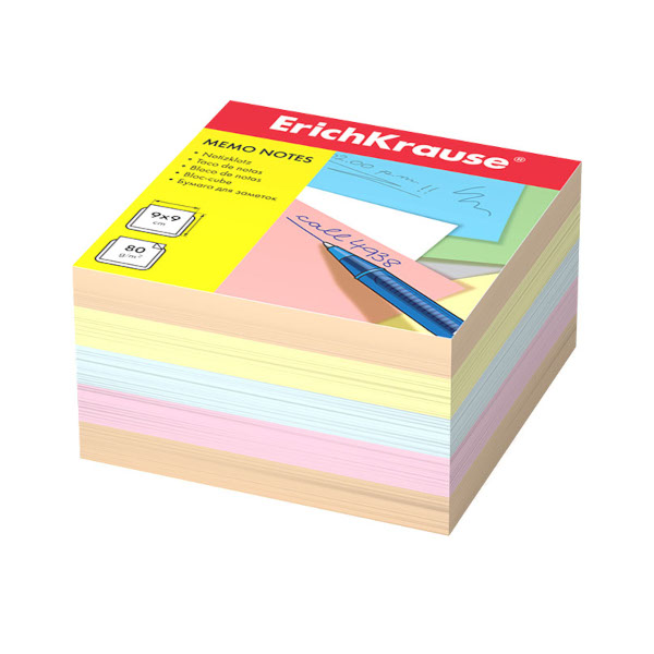 Блок для записей Erich Krause 90*90*50мм, цветной, 80г/м2 5139