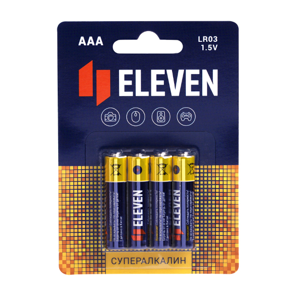 Батарейка Eleven SUPER ААA (LR03) алкалиновая, BC4 301754 (1уп*4шт)