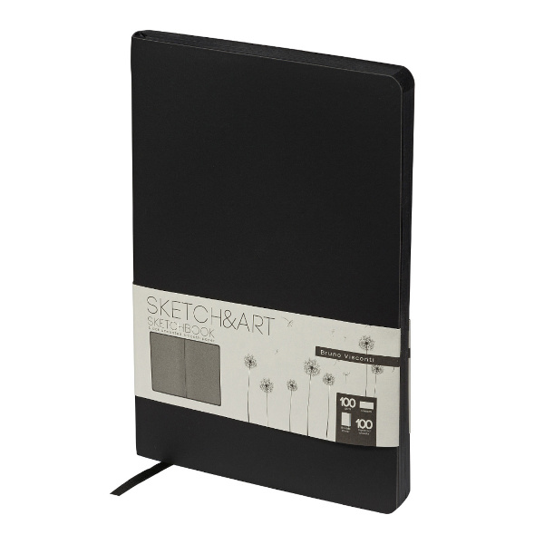 Скетчбук А5 100л Bruno Visconti "Sketch&Art" черный 100гр/м2, иск.кожа, черный 1-524/01
