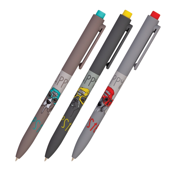 Ручка шар. автомат. 0,7мм, синий, рисунок на корп., ассорти "Псы на стиле" 20-0297/08 Bruno Visconti