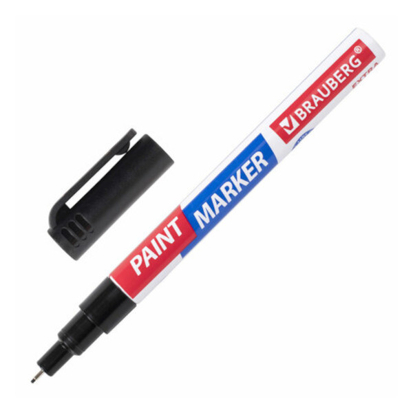 Маркер-краска 1мм, нитро осн., игольч., черный, алюм. корп., лаковый "Extra" 151960 Brauberg