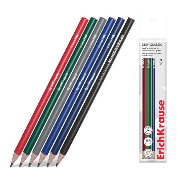 Карандаш ч/гр HB, дерево, 3-гран., без ласт., ассорти "Deep Classic" 60717 Erich Krause