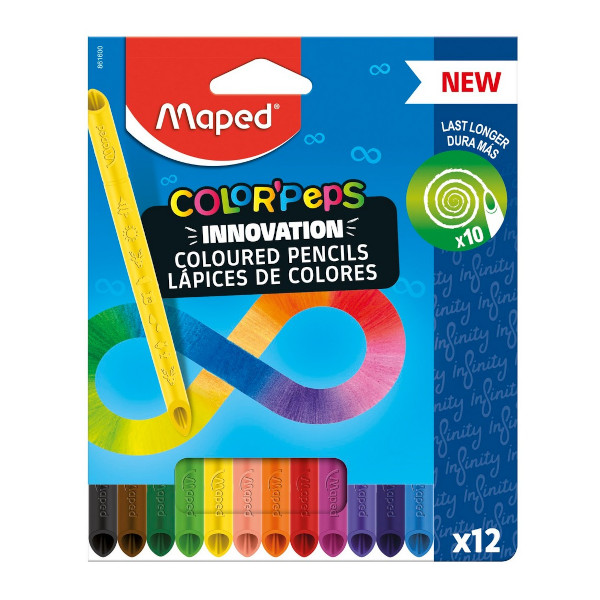 Карандаши Maped "Colorpeps infinity" 12цв., 3-гран., полые, карт.уп., с европ. 861600