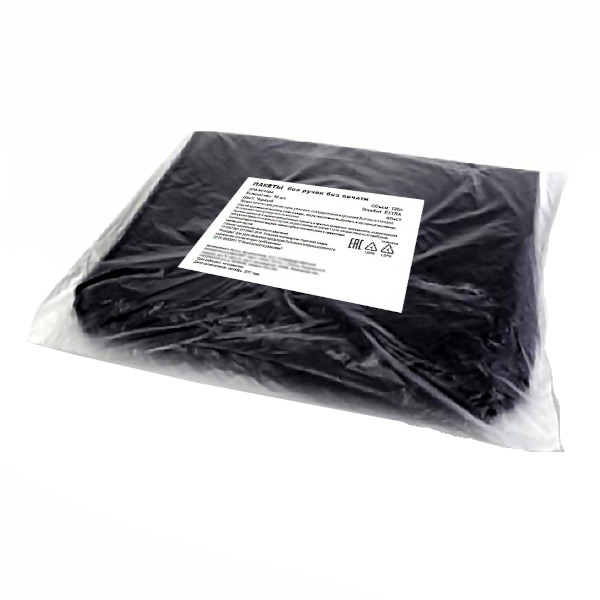 Пакеты для мусора ПВД 120л, 60мкм, 70*110см, черные, 10шт/рул "Броня" ВР-0010 Ромашка