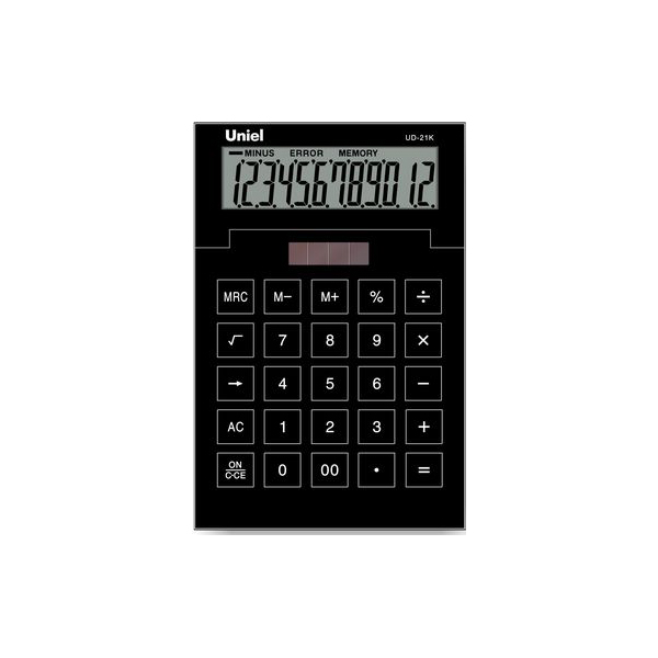 Калькулятор Uniel UD-21K (черный) настольный 12р