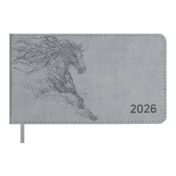 Еженедельник 87*150мм 2026 Escalada "Виннер" интегр.обл., иск.кожа, сшивка, серый 70400