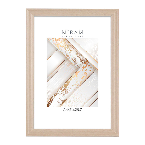Фоторамка 21*29,7 пластик, багет 20мм, светлое дерево, вставка пластик 640245-А4 МИРАМ