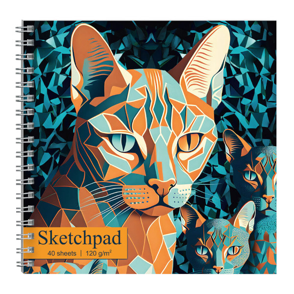 Скетчпад для графики и письма 195*195мм 40л, 120г/м2, гребень "Оранжевый кот" 14300 Seventeen