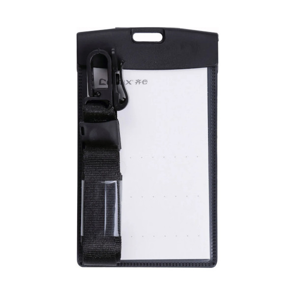 Бейдж 66*112мм вертикал., клип/шнур черный, пластик, черный A7965 BLK Comix (1шт.)