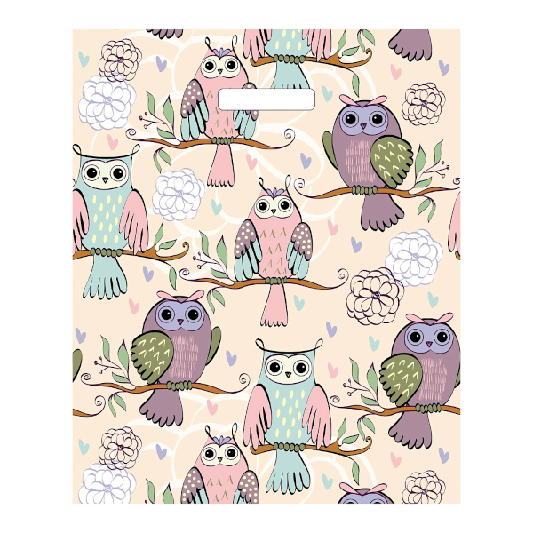 Пакет полиэтиленовый 36*43см "Совушки" 35мкм, вырубная ручка ВУР51691 Миленд