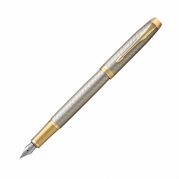 Ручка перьевая PARKER "IM Premium Warm Silver/Gold" син. патр., алюм. сереб. корп., поз. отд 1931684