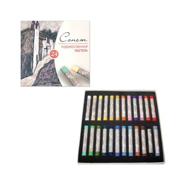 Пастель художественная Невская палитра "Сонет" 24цв, круглая, карт.уп. 7141224