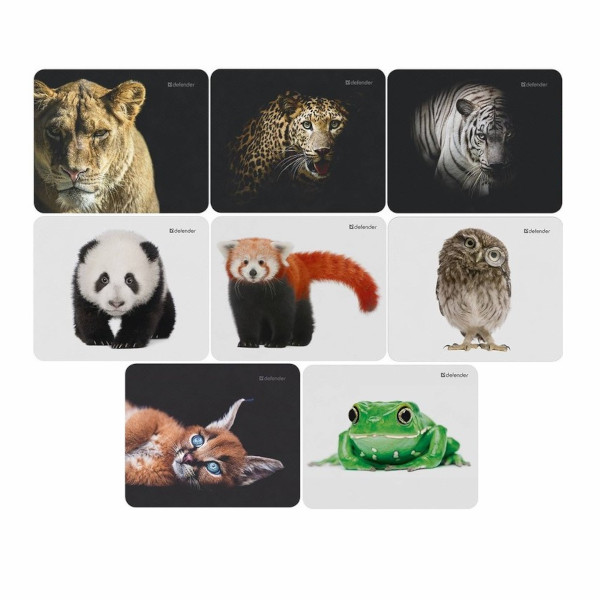 Коврик для мыши Defender "Wild Animals" ткань/резина, 220*180*2мм, ассорти 50803