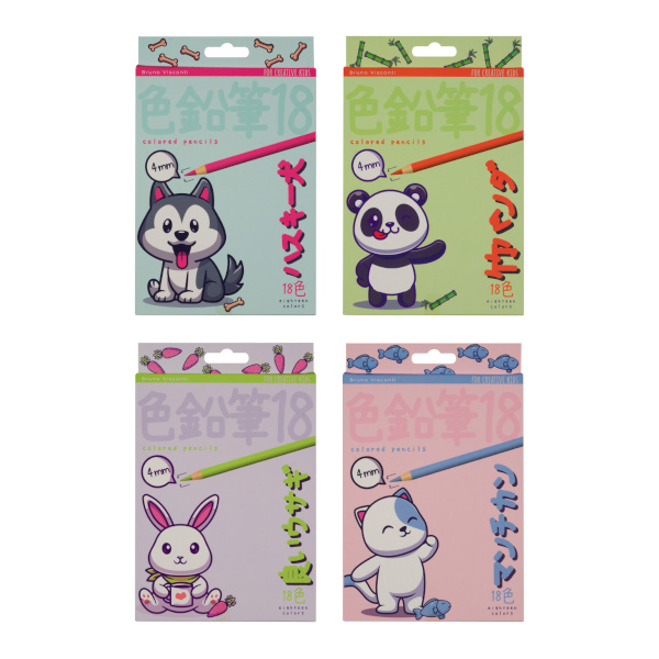 Карандаши 18цв, пластик, круглый "Kawaii animals" ассорти, карт.уп. 30-0128 Bruno Visconti