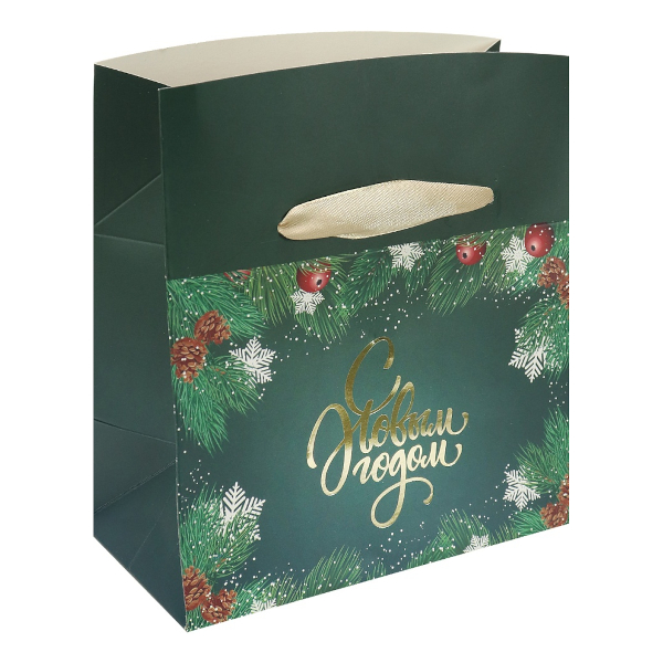 Пакет-коробка 15*11*9см "Зелёная веточка" ППК-2984 Миленд