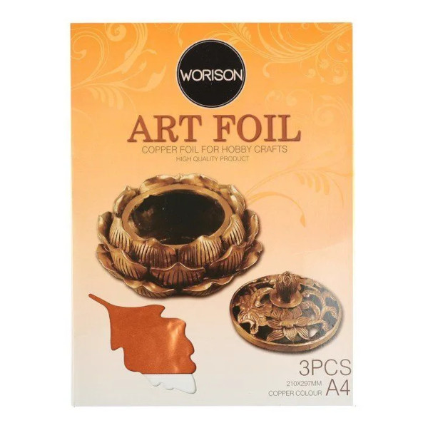 Фольга для чеканки А4 3л/1цв, бронзовый, папка "Art Foil" 3134180 Worison