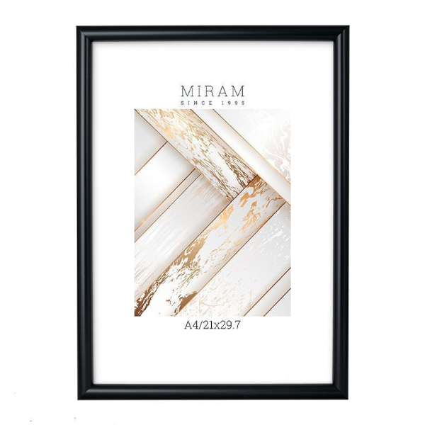 Фоторамка 21*29,7 пластик, багет 14мм, черный, вставка пластик 642077-A4 МИРАМ